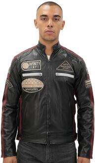 Leren racefietsjack voor heren, Portland Zwart - 2XL