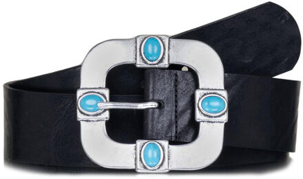 Leren riem met grote gesp Belen  zwart - 85,90,