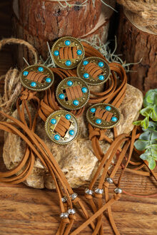 Leren Riem met Turquoise Accenten Bruin