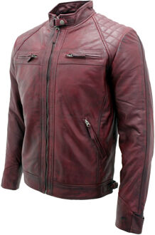 Leren Rock Racing gewatteerd bikerjack Bourgogne