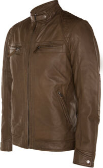 Leren Rock Racing gewatteerd bikerjack Bruin - 4XL