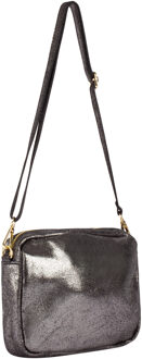 Leren schoudertas Dames zilver - One Size