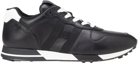 Leren sneakers met contrasterende details Hogan , Black , Heren - 39 EU