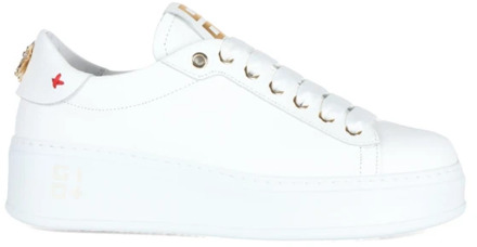 Leren Sneakers met Decoratieve Details Gio+ , White , Dames - 37 EU