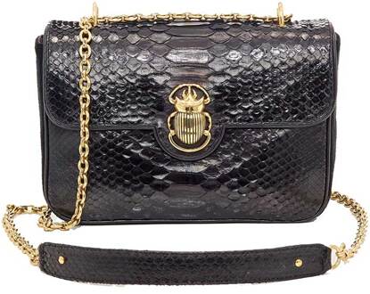 Leren tas met slangenmotief Ava Midi  zwart - One Size,