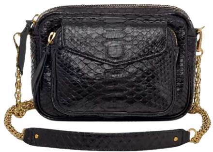 Leren tas met slangenmotief Charly  zwart - One Size,