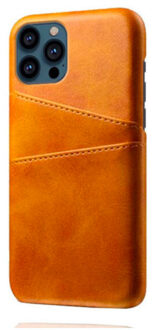 Leren Wallet Back case iPhone 14 Pro tan Bruin