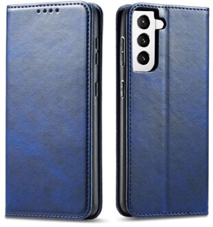 Leren Wallet case Luxe Samsung Galaxy S21 blauw