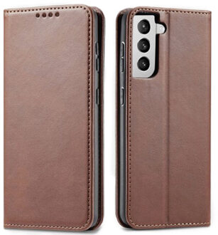 Leren Wallet case Luxe Samsung Galaxy S21 Plus bruin