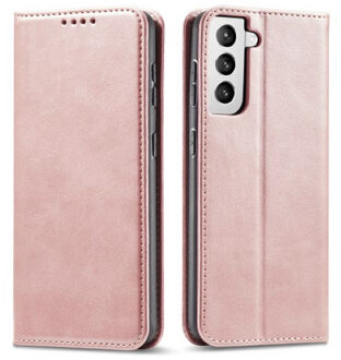 Leren Wallet case Luxe Samsung Galaxy S21 Plus Róse Gold Roze