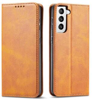 Leren Wallet case Luxe Samsung Galaxy S21 tan Bruin