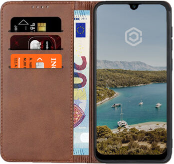 Leren Wallet case - Portemonnee hoesje - Galaxy A50 bruin
