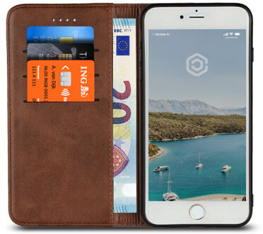 Leren Wallet case - Portemonnee hoesje - iPhone 7 / 8 Plus bruin