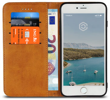 Leren Wallet case - Portemonnee hoesje - iPhone 7 / 8 Plus tan