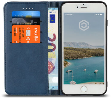 Leren Wallet case - Portemonnee hoesje - iPhone 7 / 8 / SE 2020 blauw