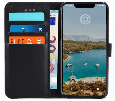 Leren Wallet case - Portemonnee hoesje - iPhone X/XS Zwart