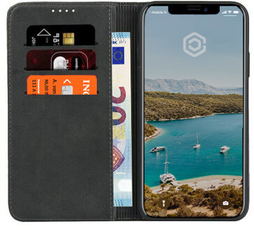 Leren Wallet case - Portemonnee hoesje - iPhone XS zwart