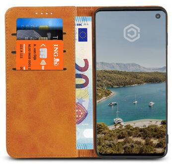 Leren Wallet case - Portemonnee hoesje - Samsung Galaxy S10 tan