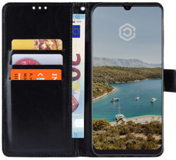 Leren Wallet Stand case - Portemonnee hoesje - Galaxy A40 zwart