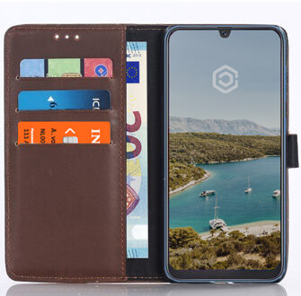 Leren Wallet Stand case - Portemonnee hoesje - Galaxy A50 coffee