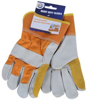 Leren werkhandschoenen oranje/grijs voor volwassenen - Werkhandschoenen Multikleur