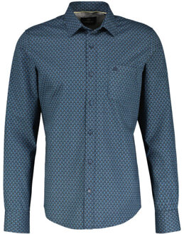 Lerros Heren overhemd 24810421 485 classic navy - maat 4XL Blauw
