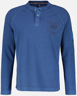 Lerros Shirt met serafino kraag Blauw - L