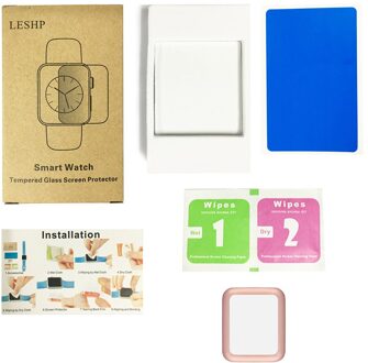 Leshp Gehard Glas Beschermende Screen Clear Krasbestendig Anti-Bubble Film Lcd Guard Film Voor Apple Horloge Serie 2 38/42Mm Roze