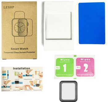 Leshp Gehard Glas Beschermende Screen Clear Krasbestendig Anti-Bubble Film Lcd Guard Film Voor Apple Horloge Serie 2 38/42Mm zwart