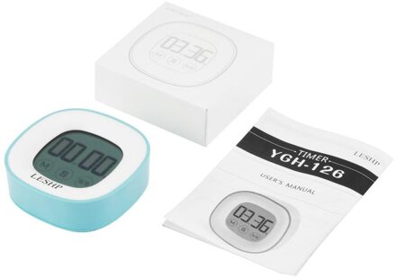 Leshp Vierkante Tastbaar Lcd Digitale Scherm Led Backlight 4 Cijfers Display Digitale Magnetische Terug Keuken Timer Countdown Timer blauw