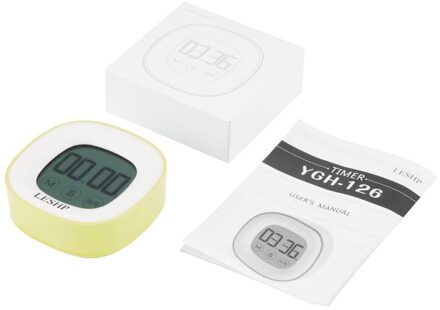 Leshp Vierkante Tastbaar Lcd Digitale Scherm Led Backlight 4 Cijfers Display Digitale Magnetische Terug Keuken Timer Countdown Timer geel
