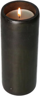 Lesli Living Kaarsenhouders/waxinelichtjes houders - bamboe - zwart - H20 cm