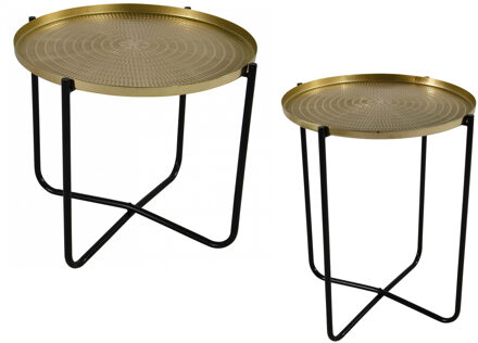 Lesli Living Set van 2x stuks ronde bijzettafel/plantenstandaard goud 35 en 50 cm