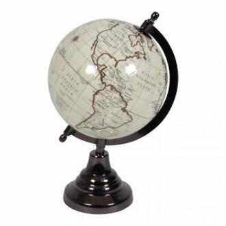 Lesli Living Vintage Look Wereldbol Op Houten Voet 15 Cm - Woondecoratie Met Antieke Uitstraling - Wereldbollen/globes