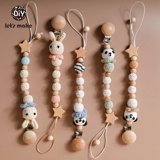 Let's Make 1pc Baby Pacifier Dummy Luxury Nipple Chain Soother Feeder Pacifier Silicone Crochet Beads Panda Rabbit Food Grade