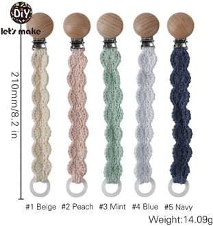 Let's Make 1pc Baby Shower Feeder Luxury Pacifier Clip Knitted Crochet Dummy Feeding Nipple Holder Cotton Accessories Beech Wood