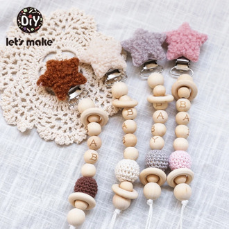 Let'S Make 1pc Holder For Nipples Lambs Wool Silicone Beads Baby Wooden Teether Wood For Nipples Personalized Baby Pacifier Clip