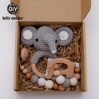 Let's Make 3pc/set Beech Wood Baby Rattley Crochet Animal Pacifier Chain Holder For Nipples Mobiles Stroller Accessor Baby Toys
