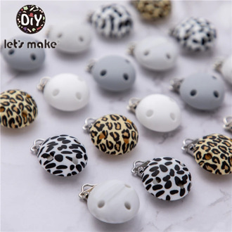 Let's Make 5pc Macaron Silicone Beads Pacifier Clip Leopard Making Baby Teething Necklace Accessories Clip Nipple DIY Bead Tool