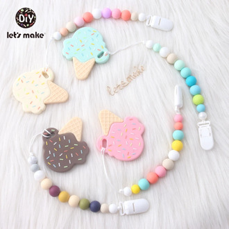 Let's Make Silicone Pacifier Clip Chain Baby Product Promotion Baby Shower Gift Teething Silicone Beads Baby Dummy Clip Chains