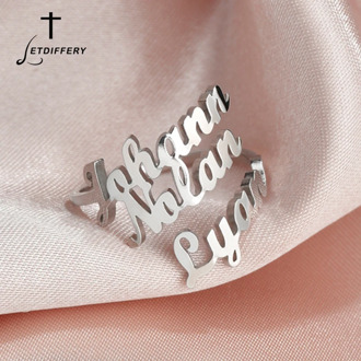 Letdiffery Custom Family Member Names Rings Stainless Steel Personlized Jewelry Birthday Gifts for Women Mother