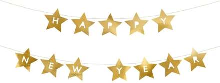Letter Banner Happy New Year Gouden Sterren Goud - Brons