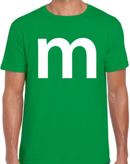 Letter M verkleed Carnaval t-shirt - groen - voor heren - M en M S
