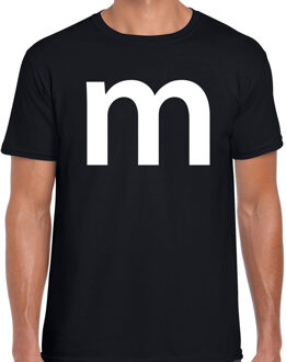 Letter M verkleed Carnaval t-shirt - zwart - voor heren - M en M 2XL