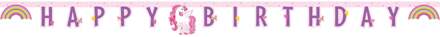Letterbanner Happy Birthday Magic Unicorn (2m) Roze