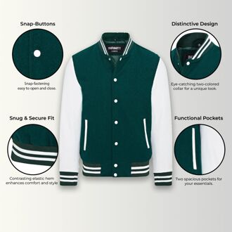 Letterman honkbalwollen leren Varsity-bomberjack - Genua - maat 5XL Groen