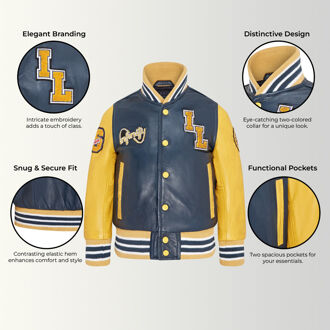 Letterman leren Varsity College bomberjack voor kinderen Blauw
