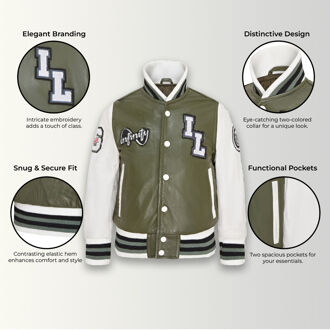 Letterman leren Varsity College bomberjack voor kinderen Groen