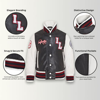 Letterman leren Varsity College bomberjack voor kinderen Zwart - 8-9J / 128-134cm