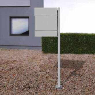 Letterman V brievenbus, krantenpost, zilver alu / grijs / zink